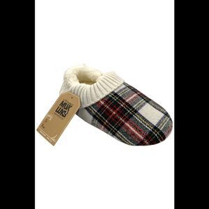 MUK LUKS Women's Step-In Soft Sole Flannel Slipper Ivory Plaid -